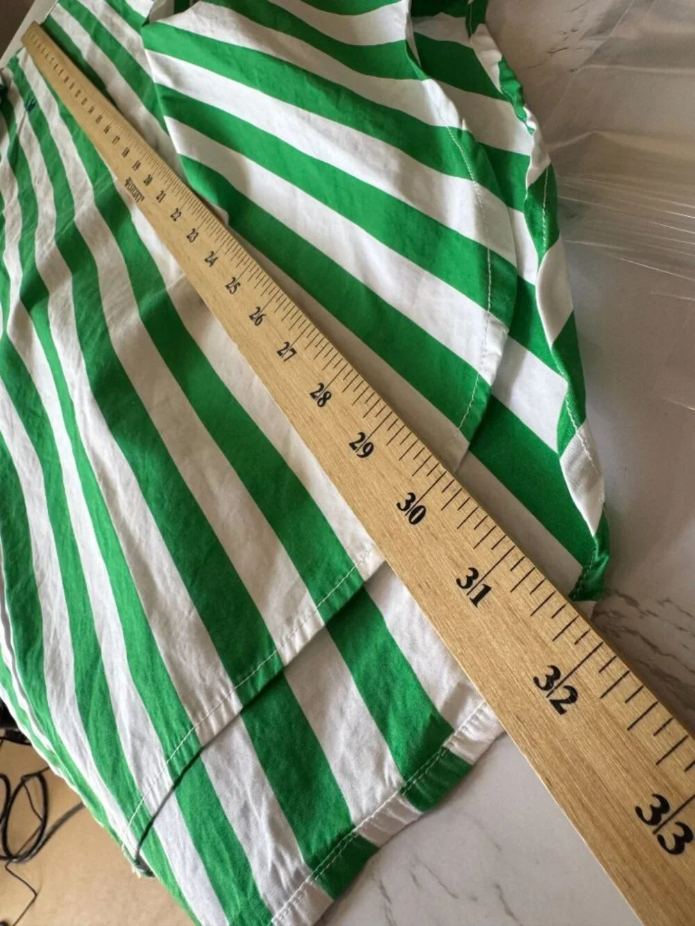 Polo Ralph Lauren Green White Striped Short Sleeve Button-Up Shirt Large Cotton
